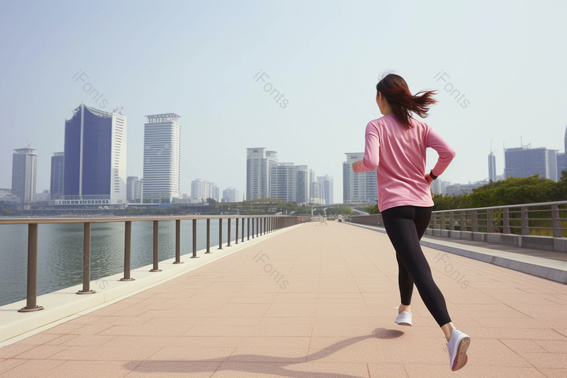 城市街道户外跑步女模特背影视频摄影图,高清,摄影图,摄影图片,图片大全,摄影图免费下载